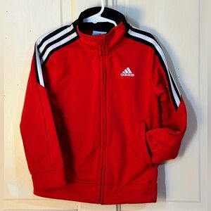 Boys Adidas Vibrant Red Jacket with White Logo size 5
